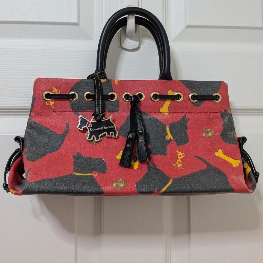 AUTHENTIC Vintage Dooney & Bourke Scottie Dog Red Satchel "Made in USA" V1 Y2K - Picture 2 of 6